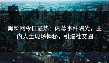 黑料网今日最热：内幕事件曝光，业内人士现场揭秘，引爆社交圈