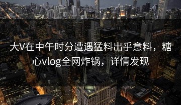 大V在中午时分遭遇猛料出乎意料，糖心vlog全网炸锅，详情发现