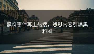 黑料事件再上热搜，怒怼内容引爆黑料圈