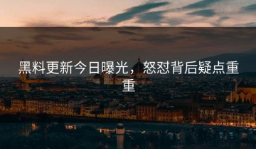 黑料更新今日曝光，怒怼背后疑点重重