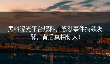 黑料曝光平台爆料，怒怼事件持续发酵，背后真相惊人！
