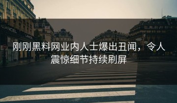 刚刚黑料网业内人士爆出丑闻，令人震惊细节持续刷屏