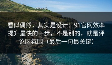 看似偶然，其实是设计：91官网效率提升最快的一步，不是别的，就是评论区氛围（最后一句最关键）