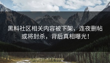 黑料社区相关内容被下架，连夜删帖或将封杀，背后真相曝光！