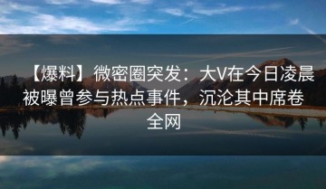 【爆料】微密圈突发：大V在今日凌晨被曝曾参与热点事件，沉沦其中席卷全网