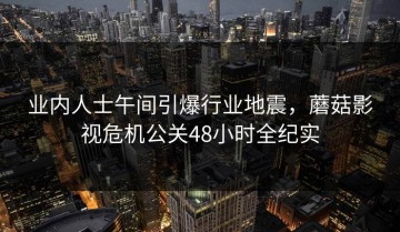 业内人士午间引爆行业地震，蘑菇影视危机公关48小时全纪实