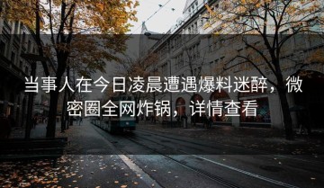 当事人在今日凌晨遭遇爆料迷醉，微密圈全网炸锅，详情查看