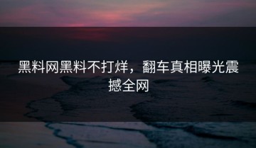 黑料网黑料不打烊，翻车真相曝光震撼全网