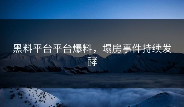 黑料平台平台爆料，塌房事件持续发酵