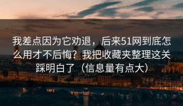 我差点因为它劝退，后来51网到底怎么用才不后悔？我把收藏夹整理这关踩明白了（信息量有点大）