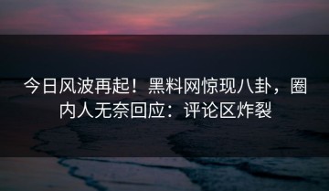 今日风波再起！黑料网惊现八卦，圈内人无奈回应：评论区炸裂