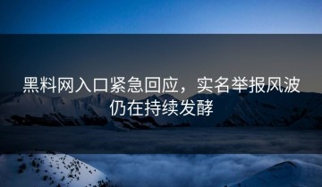 黑料网入口紧急回应，实名举报风波仍在持续发酵