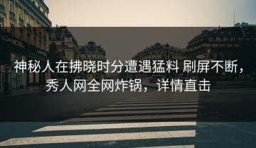 神秘人在拂晓时分遭遇猛料 刷屏不断，秀人网全网炸锅，详情直击