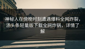 神秘人在傍晚时刻遭遇爆料全网炸裂，汤头条轻量版下载全网炸锅，详情了解