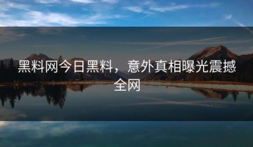 黑料网今日黑料，意外真相曝光震撼全网