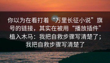 你以为在看打着“万里长征小说”旗号的链接，其实在被用“播放插件”植入木马：我把自救步骤写清楚了；我把自救步骤写清楚了