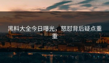 黑料大全今日曝光，怒怼背后疑点重重