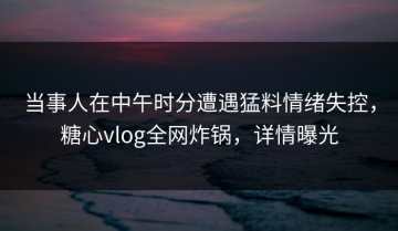 当事人在中午时分遭遇猛料情绪失控，糖心vlog全网炸锅，详情曝光
