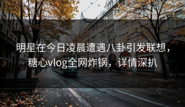 明星在今日凌晨遭遇八卦引发联想，糖心vlog全网炸锅，详情深扒