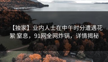 【独家】业内人士在中午时分遭遇花絮 窒息，91网全网炸锅，详情揭秘