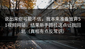 说出来你可能不信，我本来准备放弃51视频网站，结果新手路径这点让我回坑（真相有点反常识）