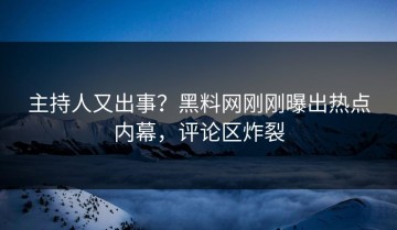 主持人又出事？黑料网刚刚曝出热点内幕，评论区炸裂