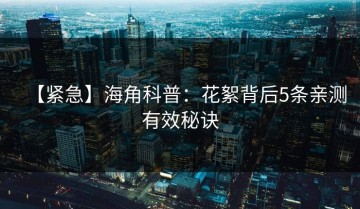 【紧急】海角科普：花絮背后5条亲测有效秘诀