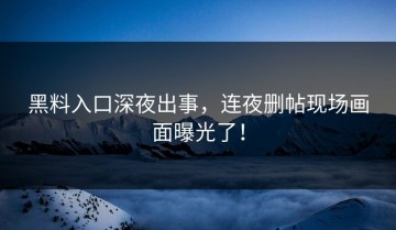 黑料入口深夜出事，连夜删帖现场画面曝光了！