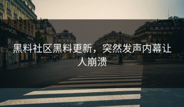 黑料社区黑料更新，突然发声内幕让人崩溃