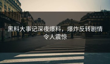 黑料大事记深夜爆料，爆炸反转剧情令人震惊