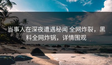 当事人在深夜遭遇秘闻 全网炸裂，黑料全网炸锅，详情围观