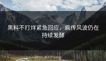 黑料不打烊紧急回应，疯传风波仍在持续发酵