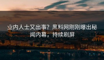 业内人士又出事？黑料网刚刚曝出秘闻内幕，持续刷屏