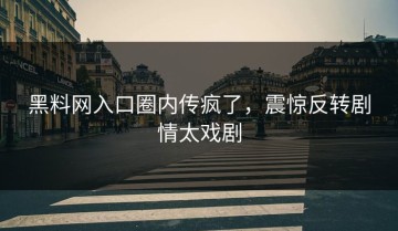 黑料网入口圈内传疯了，震惊反转剧情太戏剧