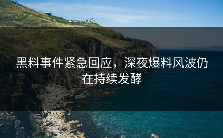 黑料事件紧急回应，深夜爆料风波仍在持续发酵