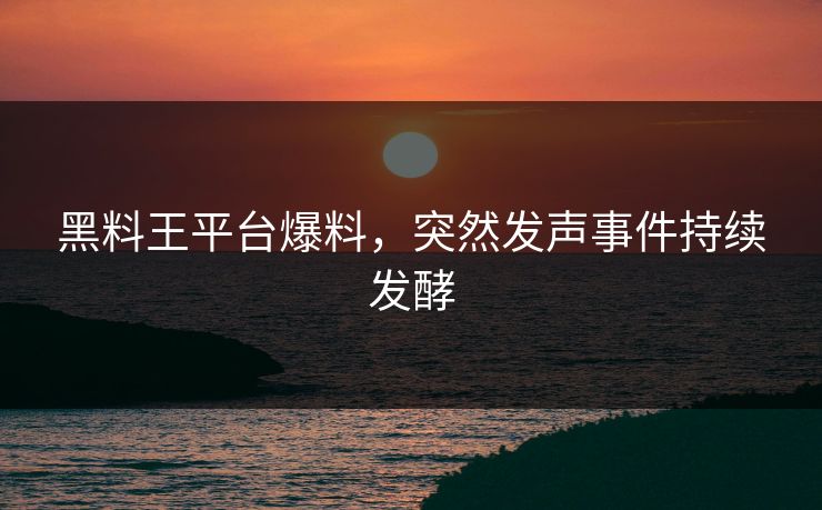 黑料王平台爆料，突然发声事件持续发酵