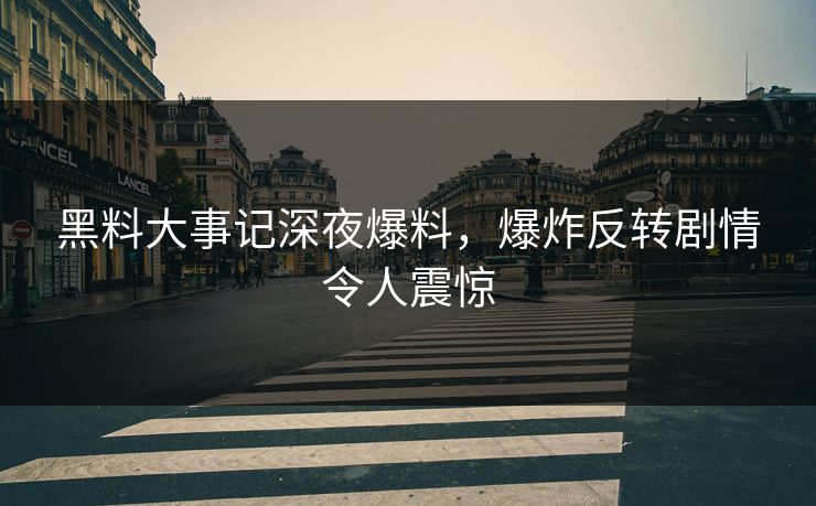 黑料大事记深夜爆料，爆炸反转剧情令人震惊