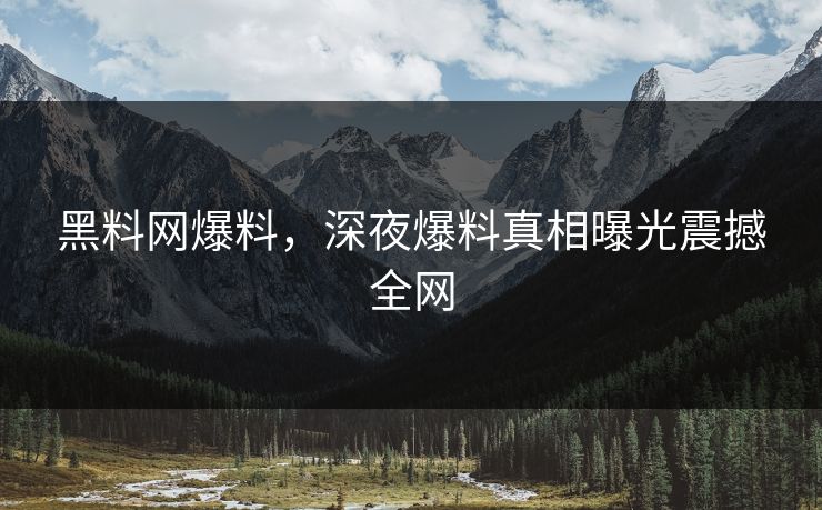 黑料网爆料，深夜爆料真相曝光震撼全网
