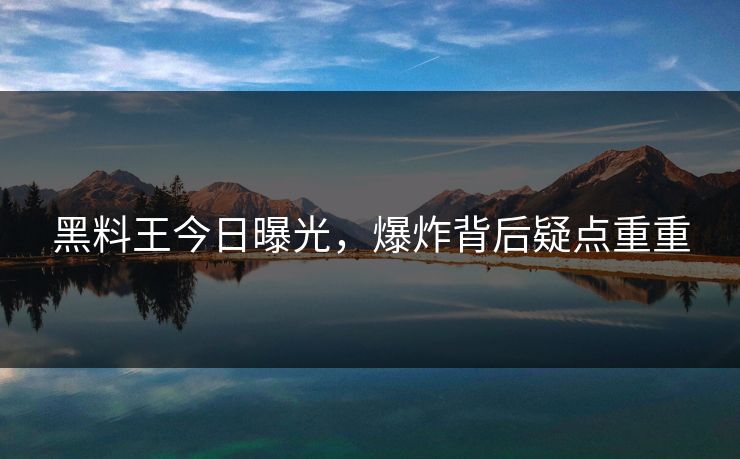 黑料王今日曝光，爆炸背后疑点重重