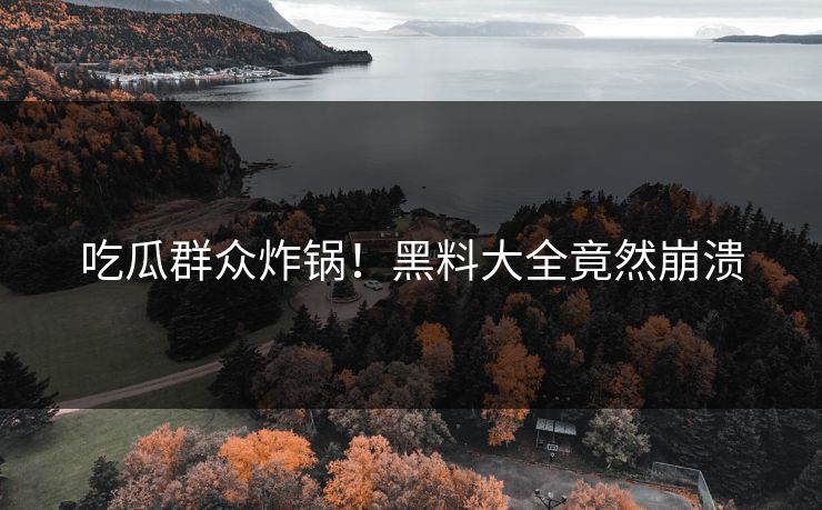 吃瓜群众炸锅！黑料大全竟然崩溃