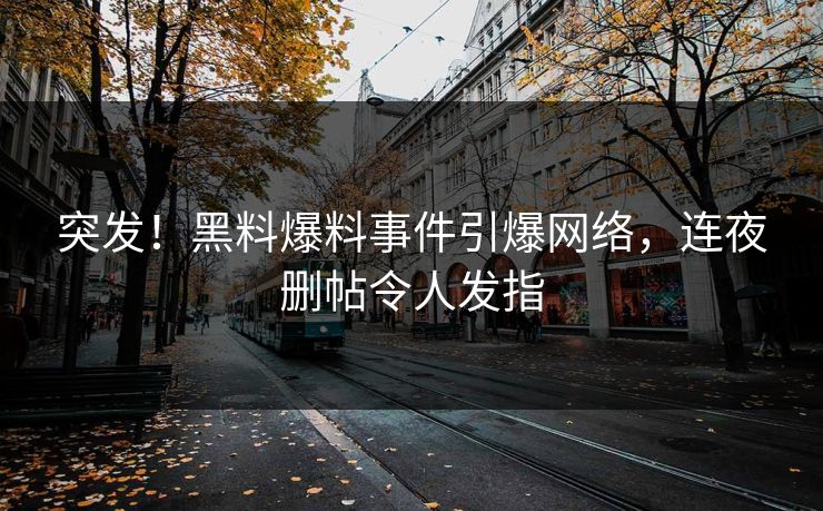 突发！黑料爆料事件引爆网络，连夜删帖令人发指