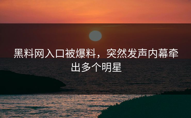 黑料网入口被爆料，突然发声内幕牵出多个明星