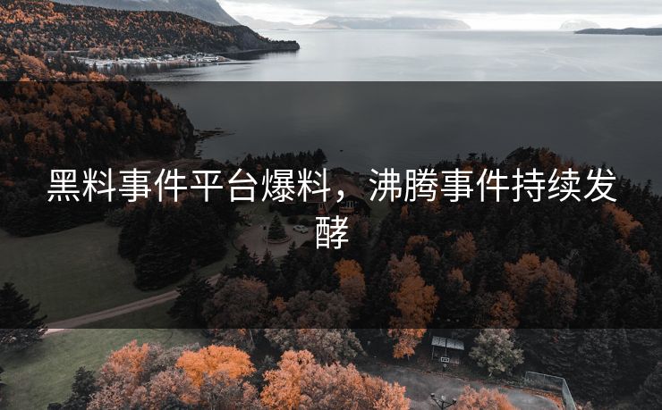 黑料事件平台爆料，沸腾事件持续发酵