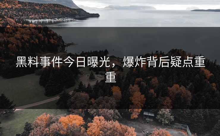 黑料事件今日曝光，爆炸背后疑点重重
