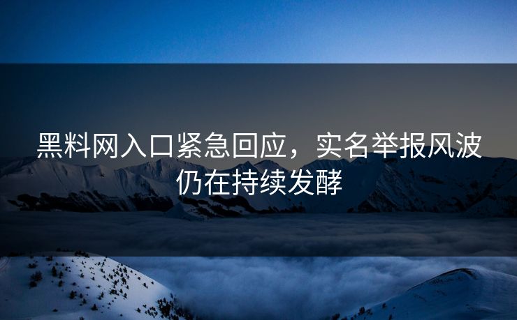 黑料网入口紧急回应，实名举报风波仍在持续发酵