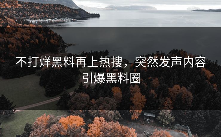 不打烊黑料再上热搜，突然发声内容引爆黑料圈