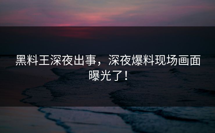 黑料王深夜出事，深夜爆料现场画面曝光了！