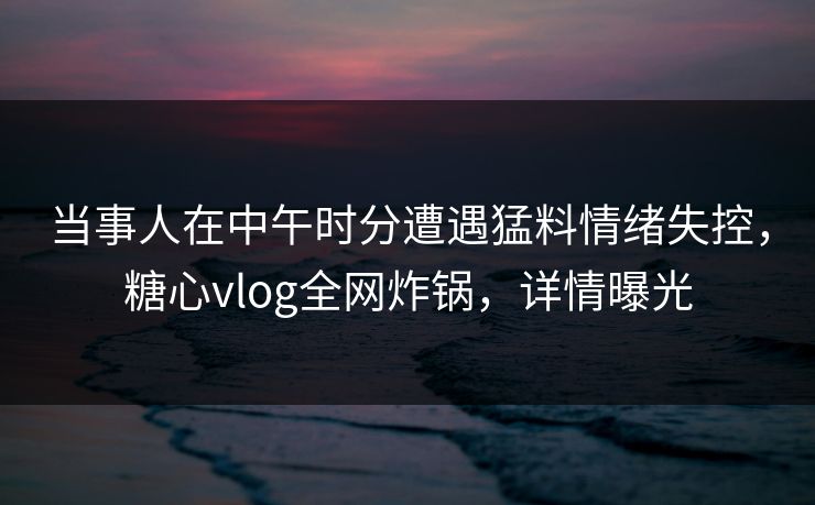 当事人在中午时分遭遇猛料情绪失控，糖心vlog全网炸锅，详情曝光