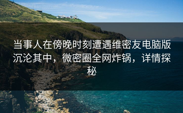 当事人在傍晚时刻遭遇维密友电脑版沉沦其中，微密圈全网炸锅，详情探秘