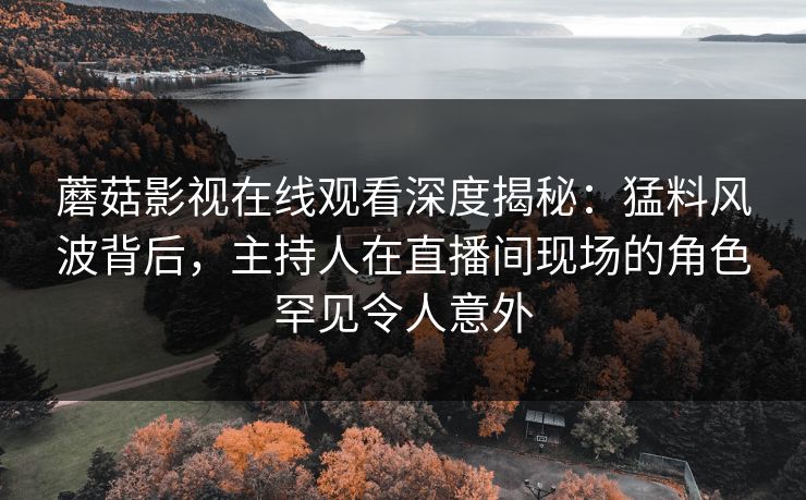蘑菇影视在线观看深度揭秘：猛料风波背后，主持人在直播间现场的角色罕见令人意外